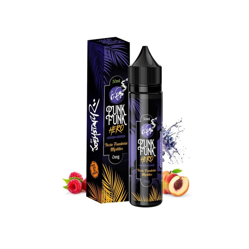 Pêche Framboise Myrtille 50ml - Punk Funk Hero - 0mg
