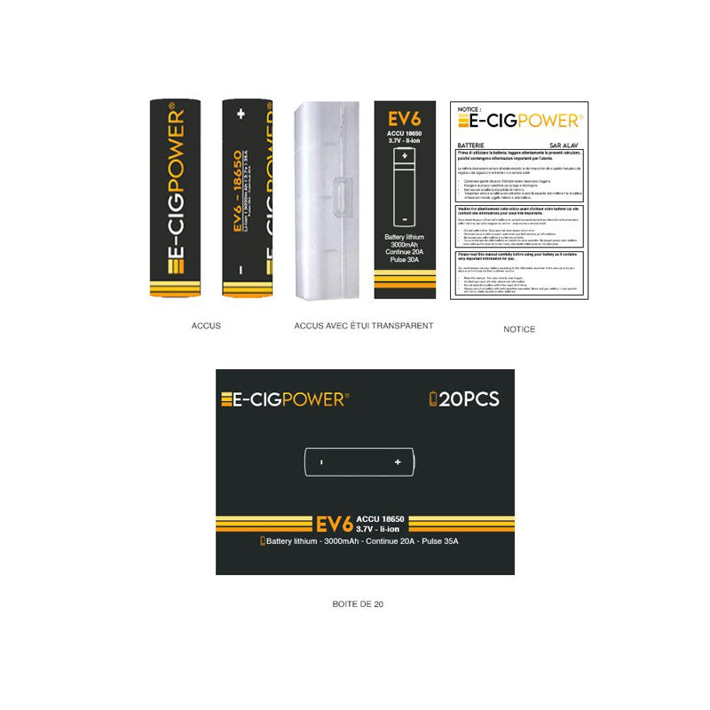 Accus EV6 18650 3000mAh E-Cig Power