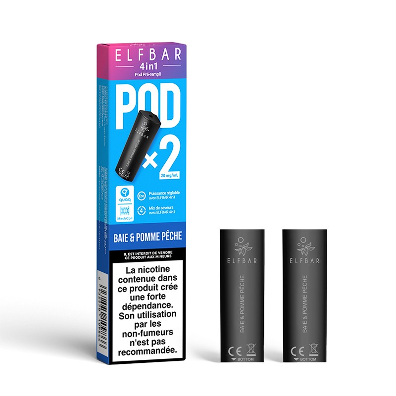 2 Pod Baie et pomme pêche- 4in1 - 20mg - Elfbar