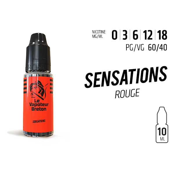 Liquide Rouge de Sensations Le Vapoteur Breton