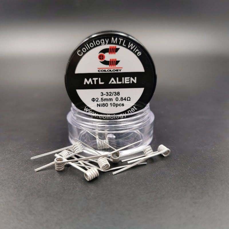 Reconstructible 10 Coils MTL Alien Ni80 0,84ohm 32/28 Diam 2,5mm Coilology